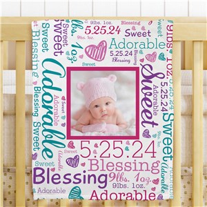 Personalized Photo Word-Art Fleece Blanket for Baby | Personalized Baby Blanket
