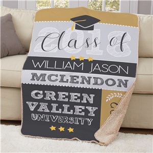 Personalized Graduation Sherpa Throw | College Grad Gift Ideas