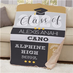 Personalized Graduation Sherpa Throw | College Grad Gift Ideas