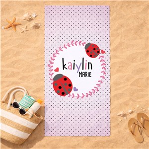 Personalized Lady Bug Beach Towel | Personalized Beach Towels
