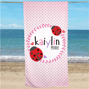 Personalized Lady Bug Beach Towel | Personalized Beach Towels