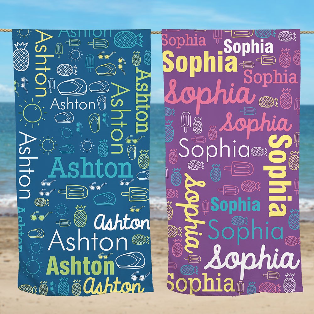 Personalized Word-Art Beach Towel | Personalized Beach Towels