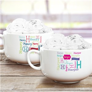 Personalized Repeating Name Ceramic Bowl | Personalized Ice Cream Bowl