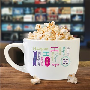 Personalized Repeating Name Bowl with Handle U1159123T