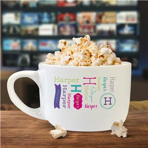 Personalized Repeating Name Bowl with Handle U1159123T