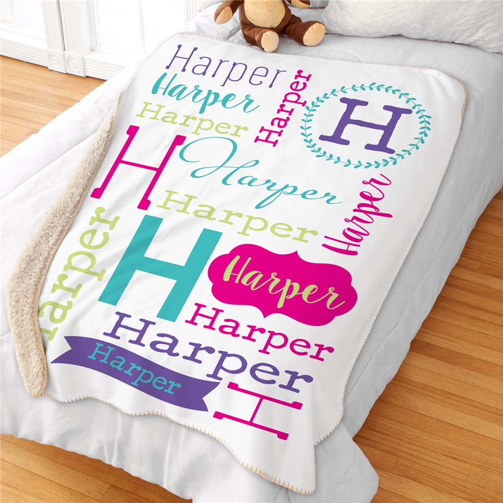 Personalized Repeating Kids' Name Sherpa Blanket