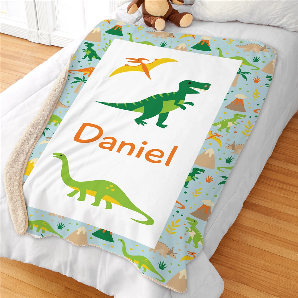 Personalized Dino Sherpa Blanket GiftsForYouNow