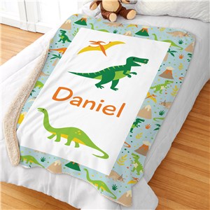 Personalized Dino Sherpa Blanket | Kids Blankets