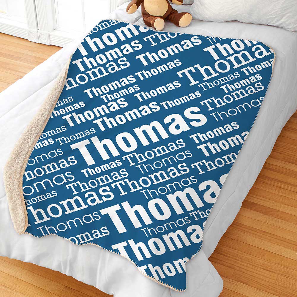 Personalized Boys Word Art Sherpa Blanket GiftsForYouNow