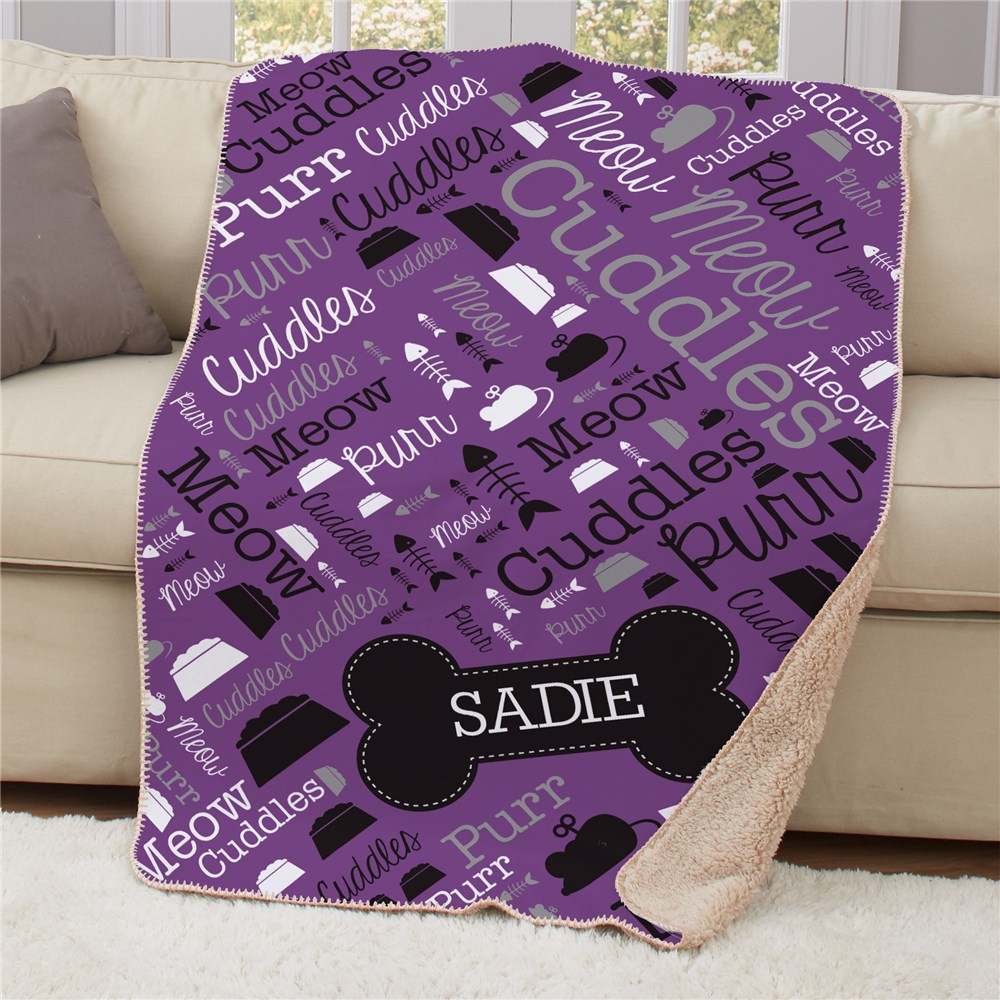 Personalized Pet Word-Art Sherpa Blanket | Personalized Dog Blankets