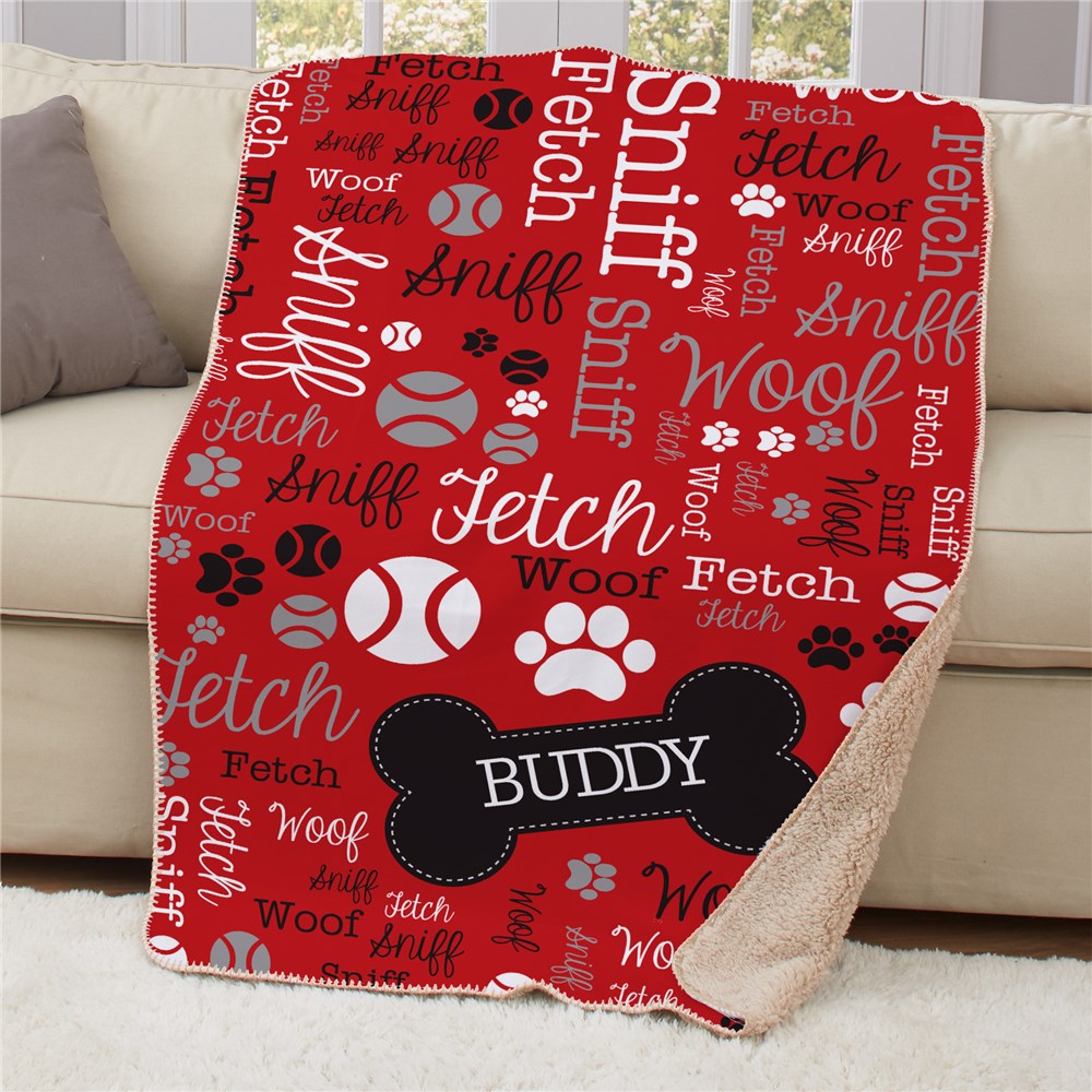 Personalized Pet Word-Art Sherpa Blanket | Personalized Dog Blankets