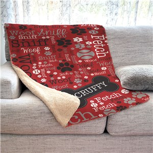 Personalized Pet Word-Art Sherpa Blanket | Personalized Dog Blankets