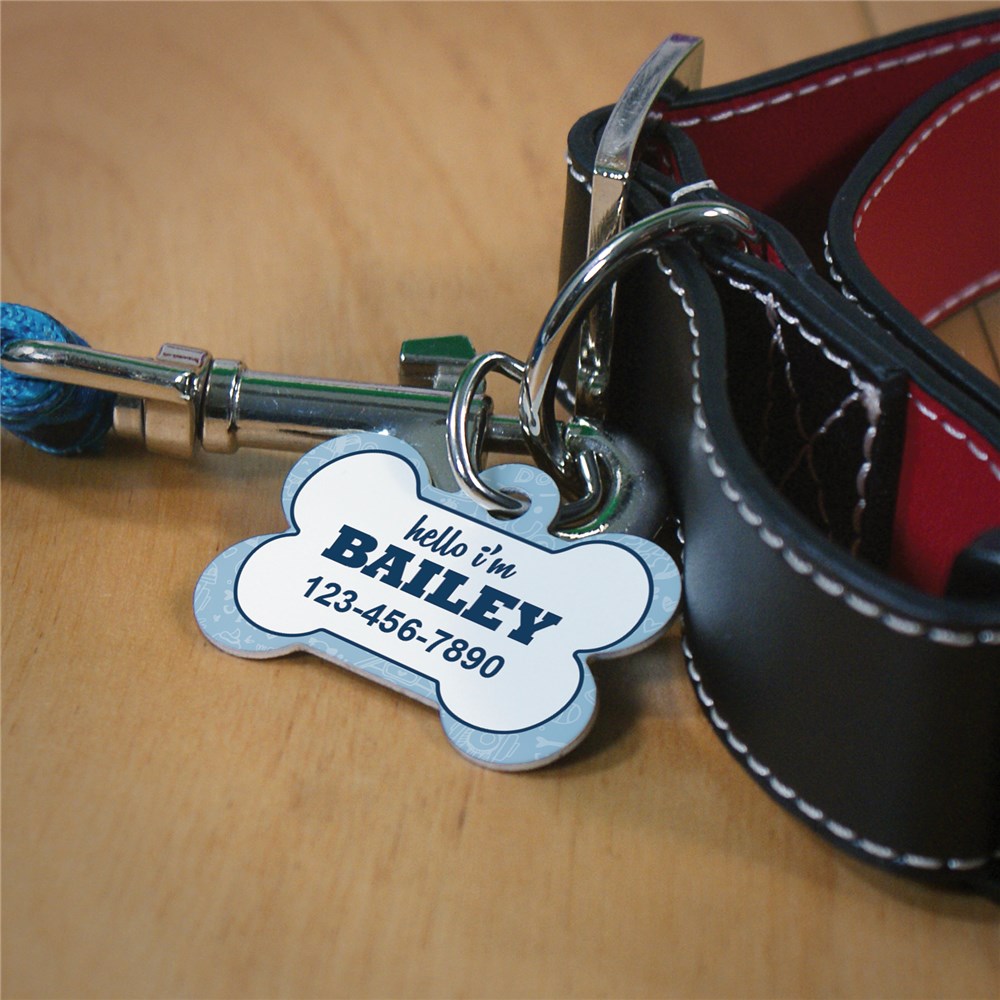 Personalized Hello I'm... Dog Bone Pet Tag | Personalized Dog Tags For Pets