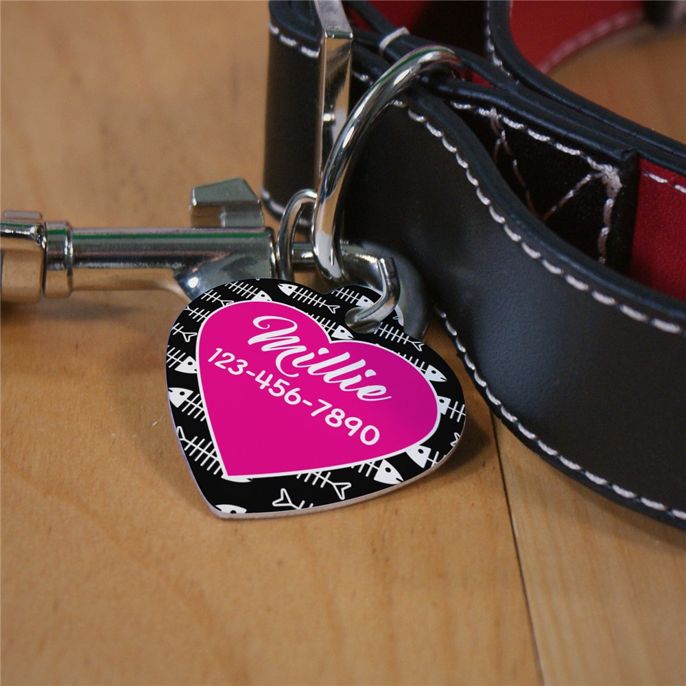 Personalized Fishbone Heart Shaped Pet Tag | Personalized Cat Tags