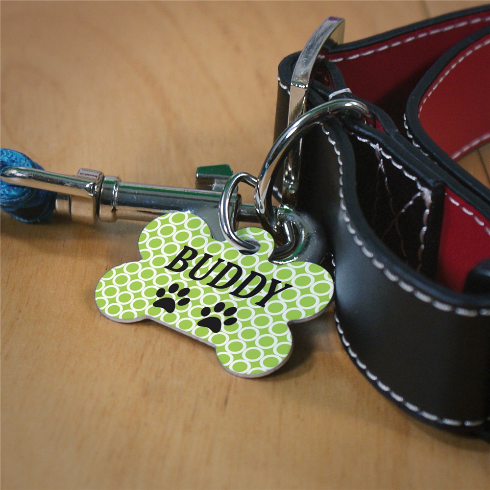 Personalized Green Circles Dog Bone Pet Tag | Personalized Dog Tags For Pets