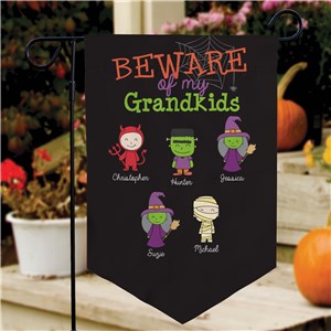 Personalized Beware of My Grandkids Pennant Garden Flag U11837161X
