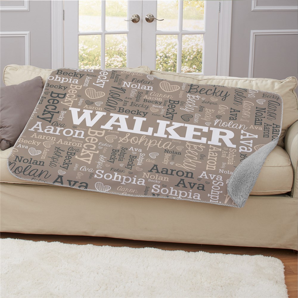 Personalized Family Name WordArt 50x60 Sherpa Blanket GiftsForYouNow
