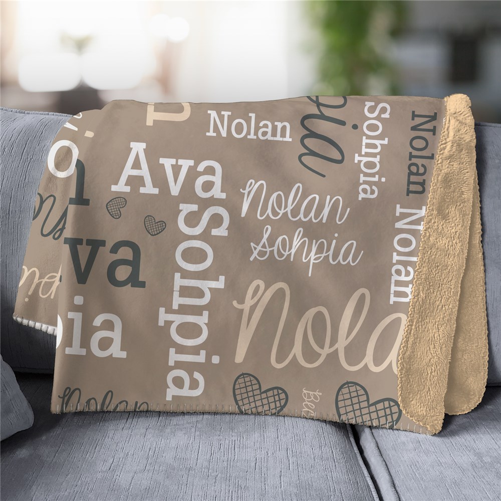 Personalized Family Name Word-Art 50x60 Sherpa Blanket | Word-Art Personalized Blankets