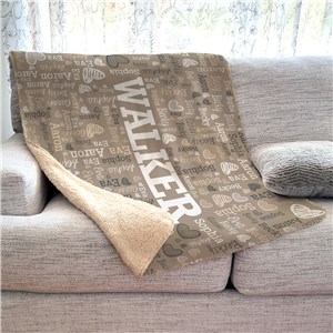 Personalized Family Name Word-Art 50x60 Sherpa Blanket | Word-Art Personalized Blankets