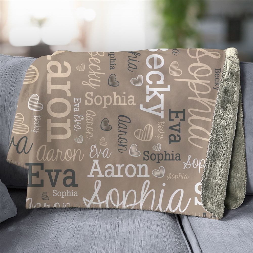 Personalized Family Name Word-Art 50x60 Sherpa Blanket | Word-Art Personalized Blankets