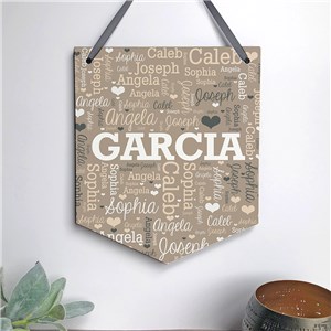 Personalized Family Word Art Banner Shaped Sign