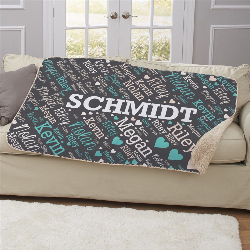 Personalized Family Word-Art Sherpa | Personalized Blankets