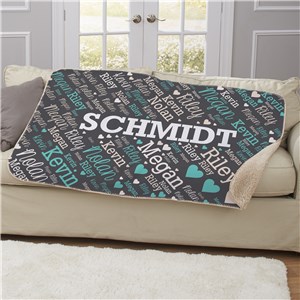 Personalized Family Word-Art Sherpa | Personalized Blankets