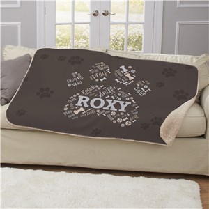 Personalized Paw Word-Art Sherpa | Personalized Pet Blankets
