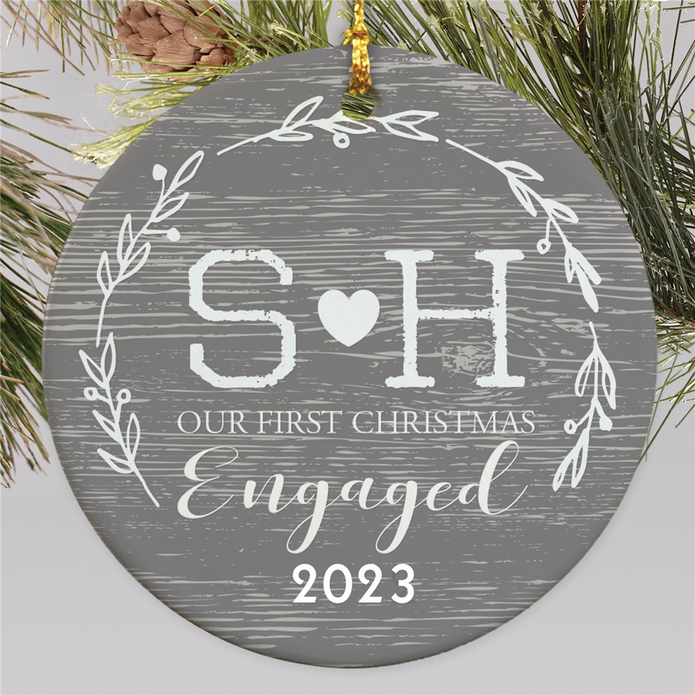 Personalized Our First Christmas Engaged Ornament with Initials