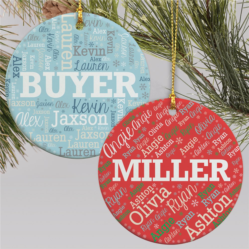Personalized Holiday Word-Art Round Ornament | Personalized Ornaments For Families