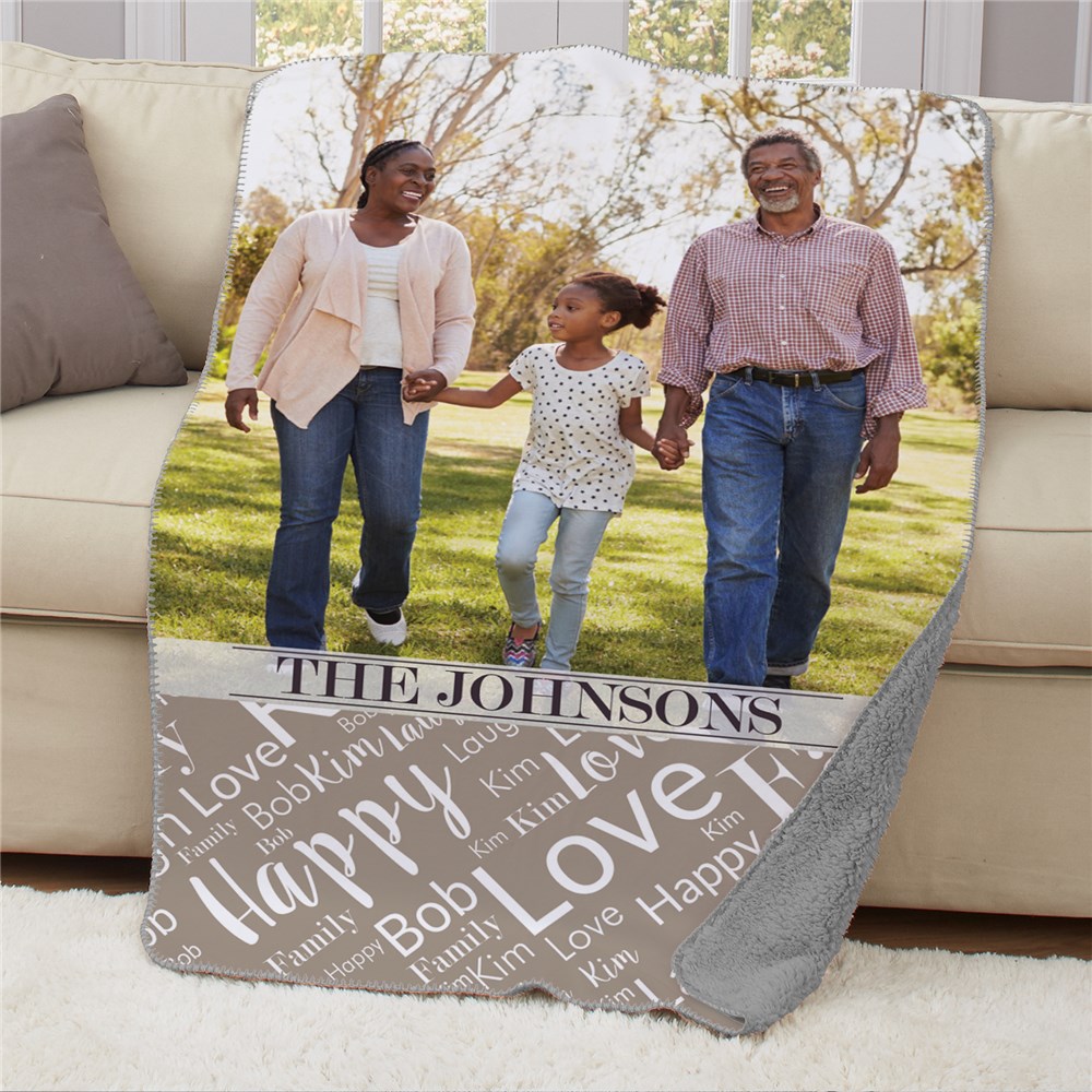 Personalized Family Photo Word-Art Vertical 50x60 Sherpa | Personalized Word Art