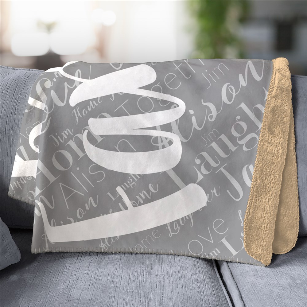 Personalized Family Word-Art 50x60 Sherpa Blanket | Word-Art Personalized Blankets