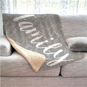 Personalized Family Word-Art 50x60 Sherpa Blanket | Word-Art Personalized Blankets