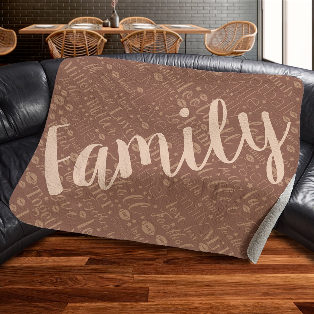 Personalized Family Word Art Quilted Blanket U12190159