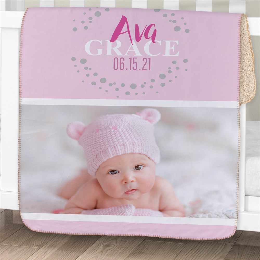 Personalized Photo Baby Sherpa Blanket GiftsForYouNow Baby christening shawl shawl blanket 48 x 48 inches in