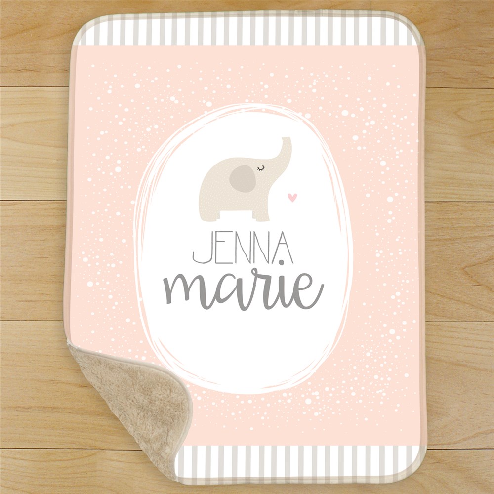 Spotted Stripe Elephant Baby Sherpa Blanket GiftsForYouNow