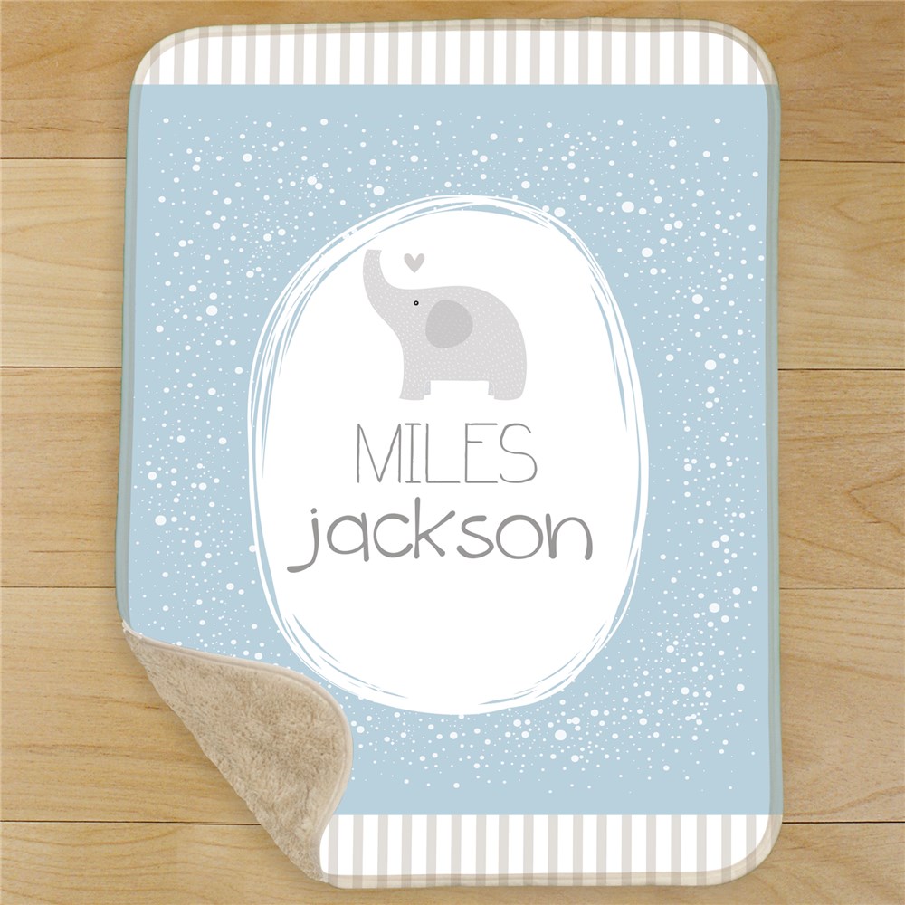 Spotted Stripe Elephant Baby Sherpa Blanket GiftsForYouNow