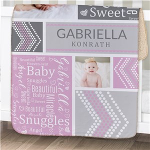 Personalized Baby Photo Word-Art Sherpa | Personalized Baby Blankets