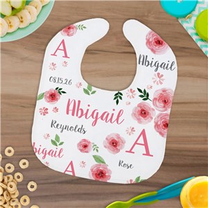 Personalized Pink Floral Baby Bib 