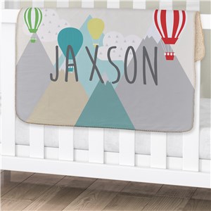 Personalized Hot Air Balloon Baby Sherpa Blanket | Personalized Baby Blanket