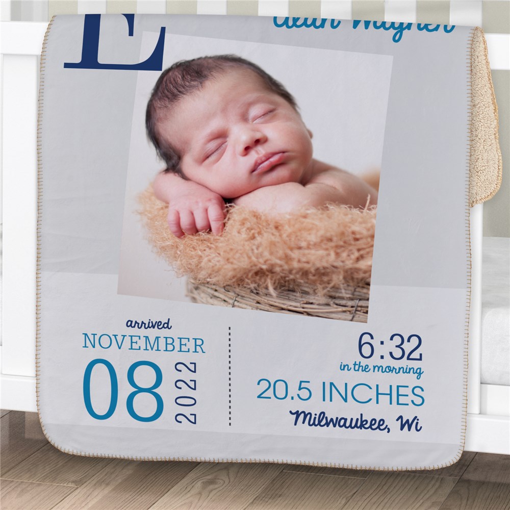 Personalized Photo Birthday Baby Sherpa Blanket | Photo Baby Blanket
