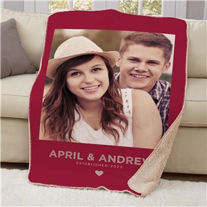 Personalized Couples Photo Sherpa Blanket | Valentines Photo Blanket