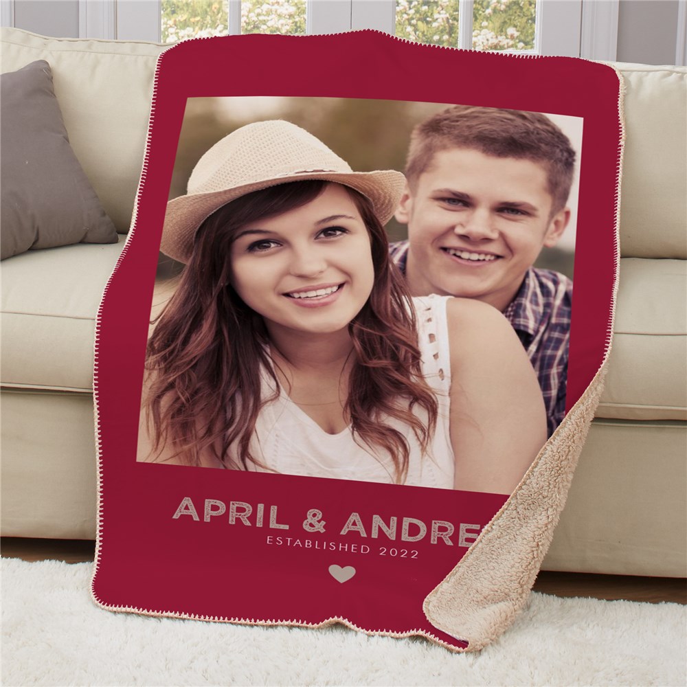 Personalized Couples Photo Sherpa Blanket | Valentines Photo Blanket