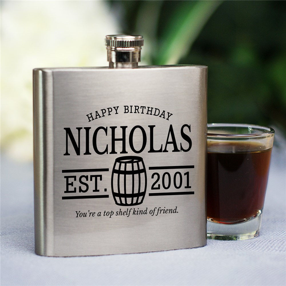 Personalized You're A Top Shelf Friend Flask | Personalized Birthday Gifts For Him
