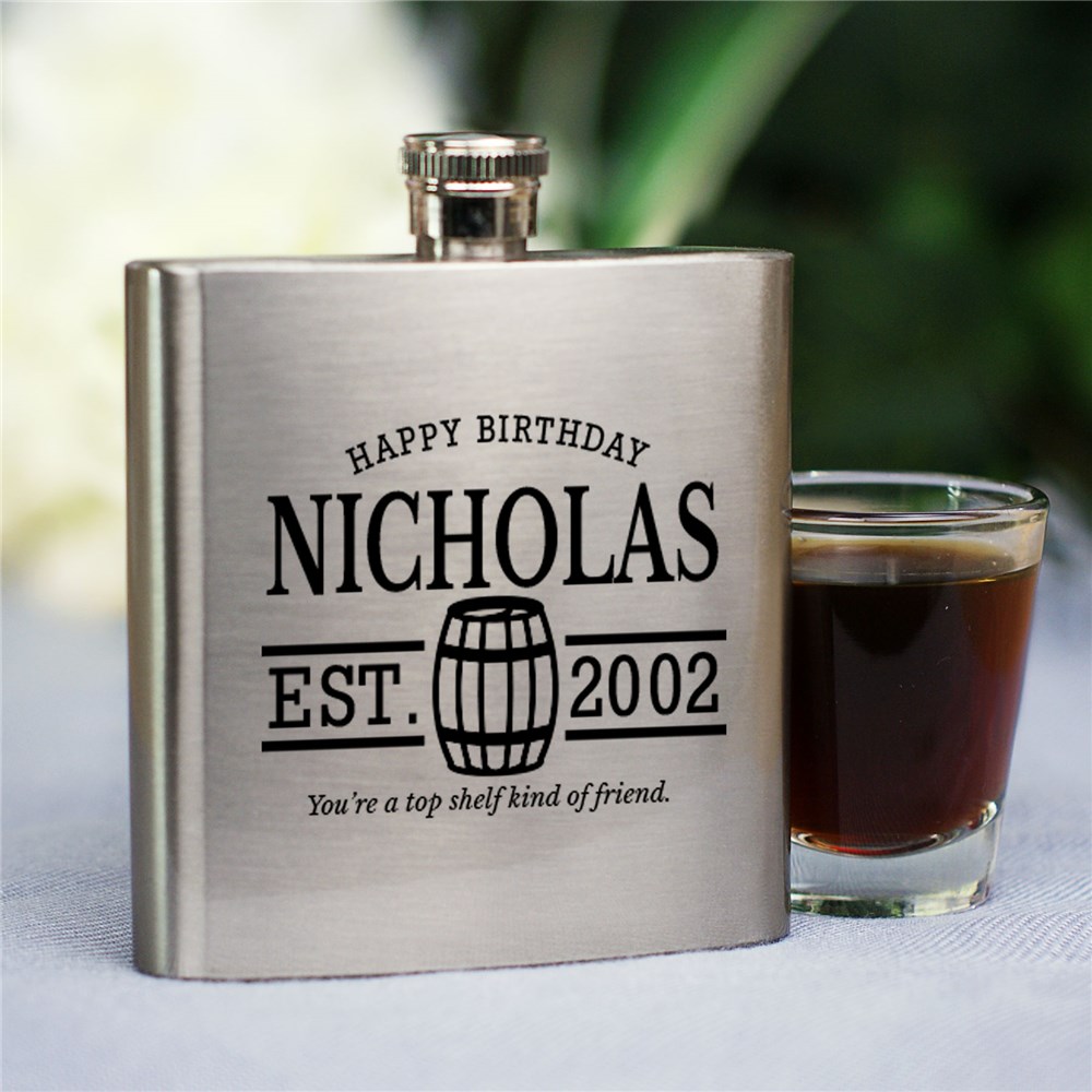 Personalized You're A Top Shelf Friend Flask | Personalized Birthday Gifts For Him