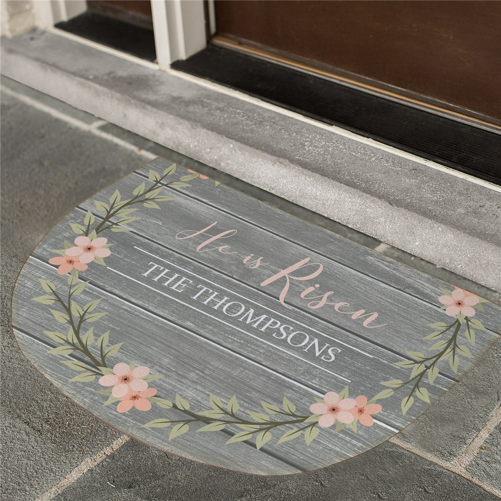 He is Risen Personalized Doormat GiftsForYouNow