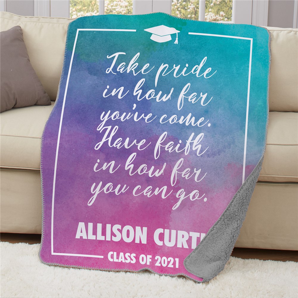 Personalized Congratulations Graduate Sherpa Throw | Personalized Blankets