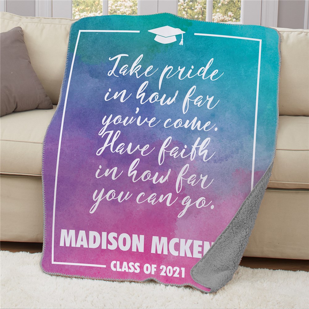 Personalized Congratulations Graduate Sherpa Throw | Personalized Blankets