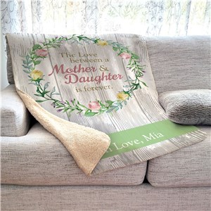 Personalized Love Between Mother and Daughter Sherpa Throw | Personalized Mother's Day Gifts