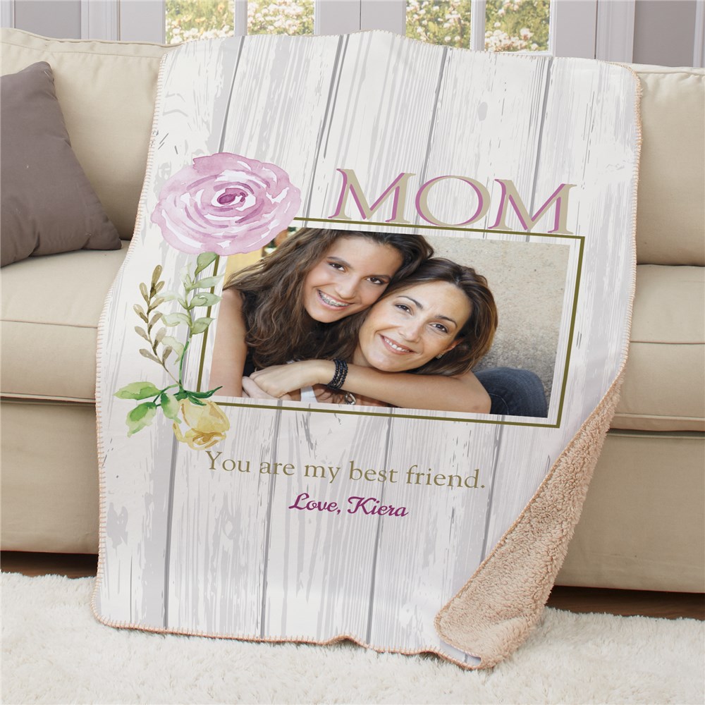 Personalized Mom Best Friend Photo Sherpa Blanket | Personalized Mother's Day Gifts